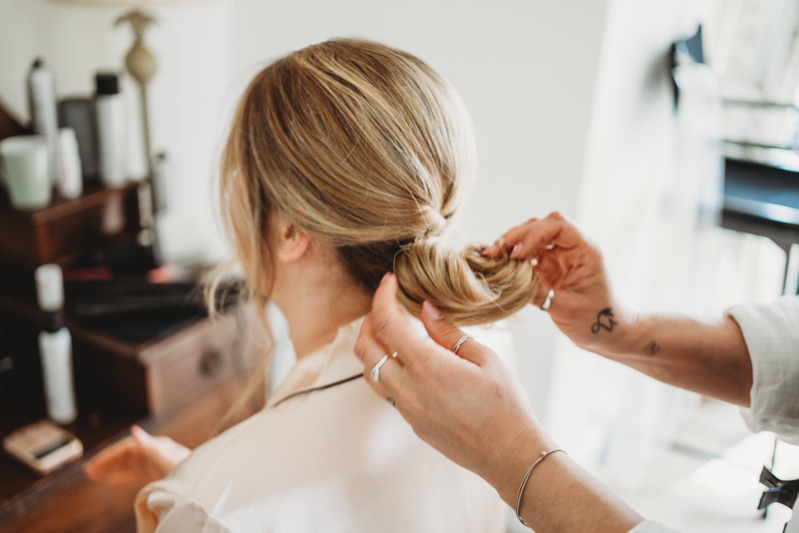 Photo by Image Paradise Amelia Carmela styling bride's hair at Barley Wood, Somerset